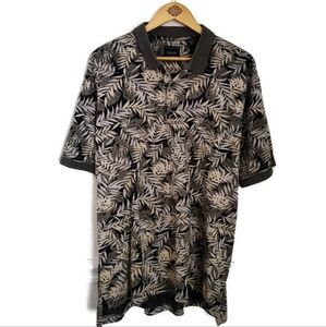 Izod Palm leaf print polo Golf shirt size large